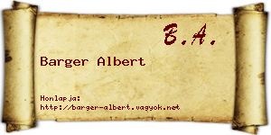 Barger Albert névjegykártya